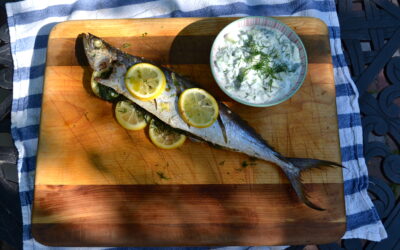 Greek Roasted Mackerel and Tzatziki
