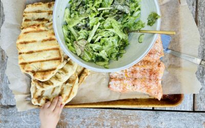 Spiced Grilled Salmon and Flatbread with Greens