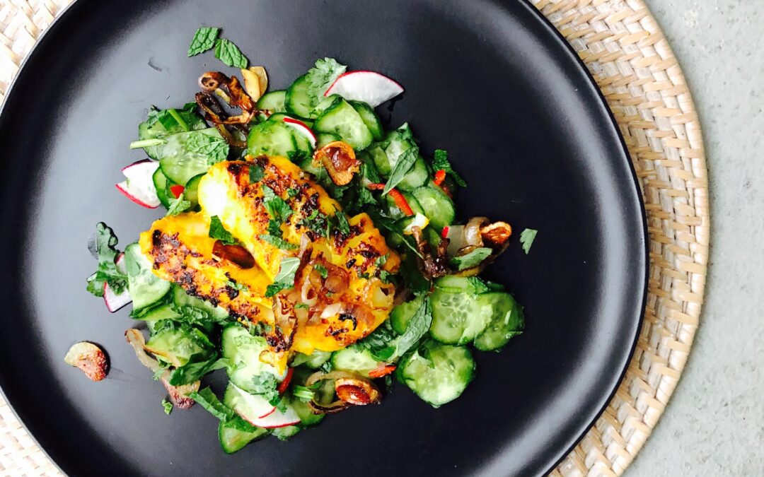 Vietnamese Turmeric White Fish with Cucumber Salad