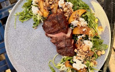 Charred Peach and Steak Salad with Nuoc Cham Vinaigrette