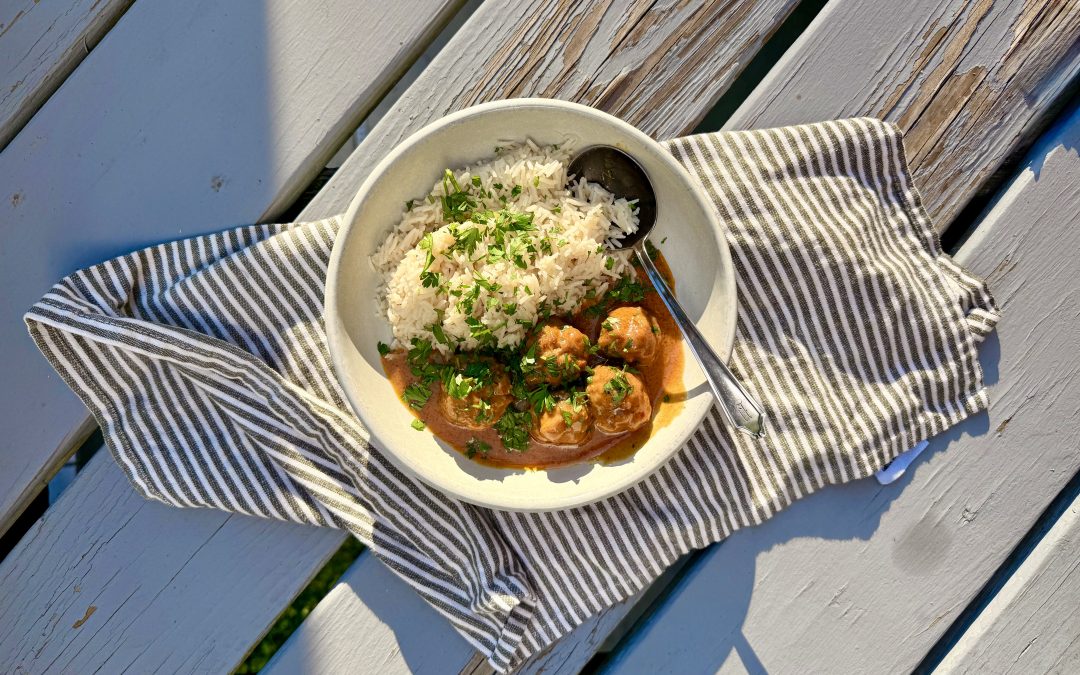 Thai Red Curry Meatballs with Coconut Rice 