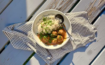 Thai Red Curry Meatballs with Coconut Rice 